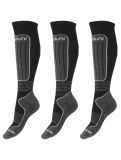 Vignette Deluni, Luca 3 Pair chaussettes de ski 3 paire enfants Black With Grey Lines gris, noir 