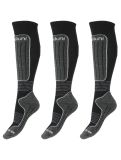 Vignette Deluni, Gaia 3 pair chaussettes de ski 3 paire unisexe Black With Grey Lines gris, noir 