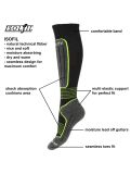 Vignette Deluni, Gaia 3 pair chaussettes de ski 3 paire unisexe Black With Neon Green Lines noir, vert 