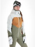 Vignette O'Neill, Carbonite veste de ski femmes London Fog Colour Block blanc, brun, vert 