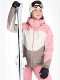 Vignette O'Neill, Carbonite Snow veste de ski femmes Genuine Pink Colour Block blanc, brun, rose 