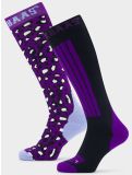 Vignette Poederbaas, Panther Ski Socks 2-pack chaussettes de ski 2-pack unisexe Purple Multi multicolore, violet 