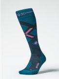 Vignette Stox, Merino Skiing chaussette de compression femmes Teal / Pink rose, vert 