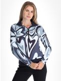 Vignette Toni Sailer, Wieka Print pull de ski femmes Blue Frost bleu 