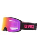 Vignette Uvex, Pwdr FM lunettes de ski enfants Black Matt / Mirror Pink noir, rose 