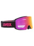 Vignette Uvex, Pwdr FM lunettes de ski enfants Black Matt / Mirror Pink noir, rose 