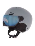 Vignette Uvex, Wanted Visor casque de ski avec visière unisexe Rhino Matt/ Mirror Blue gris 