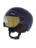 Vignette Uvex, Wanted Visor Women Edition casque de ski avec visière unisexe Polar Sparkle / Mirror Gold bleu 