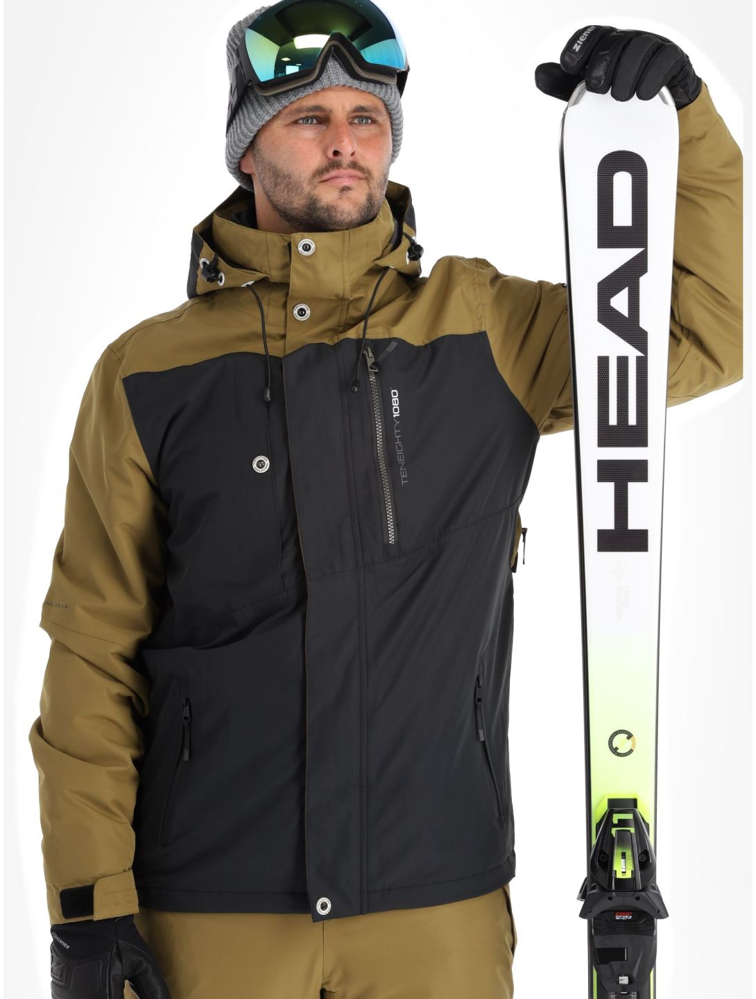 1080, Jerry-T veste de ski hommes Military brun 