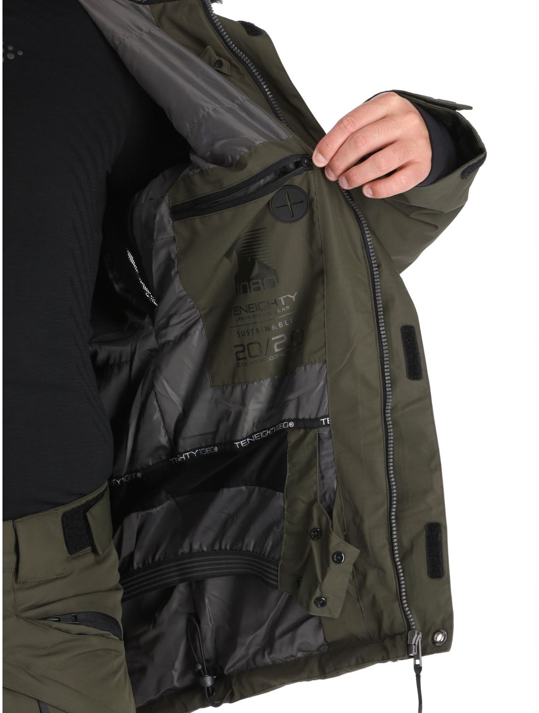 1080, Jerry-T veste de ski hommes Olive vert 