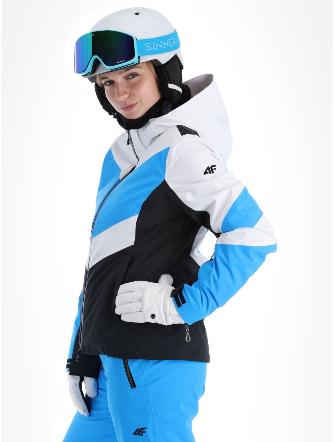 4F, Technical Jacket  F338 veste de ski femmes Turquoise blanc, noir, turquoise 