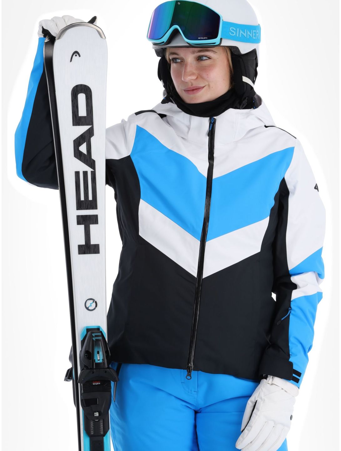 4F, Technical Jacket  F338 veste de ski femmes Turquoise blanc, noir, turquoise 