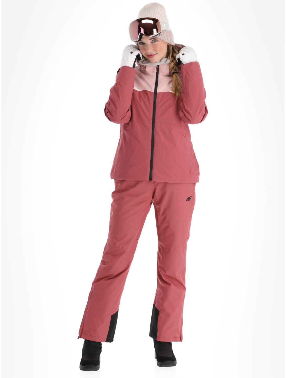 4F, Technical Jacket  F344 veste de ski femmes Dark Pink beige, rose 