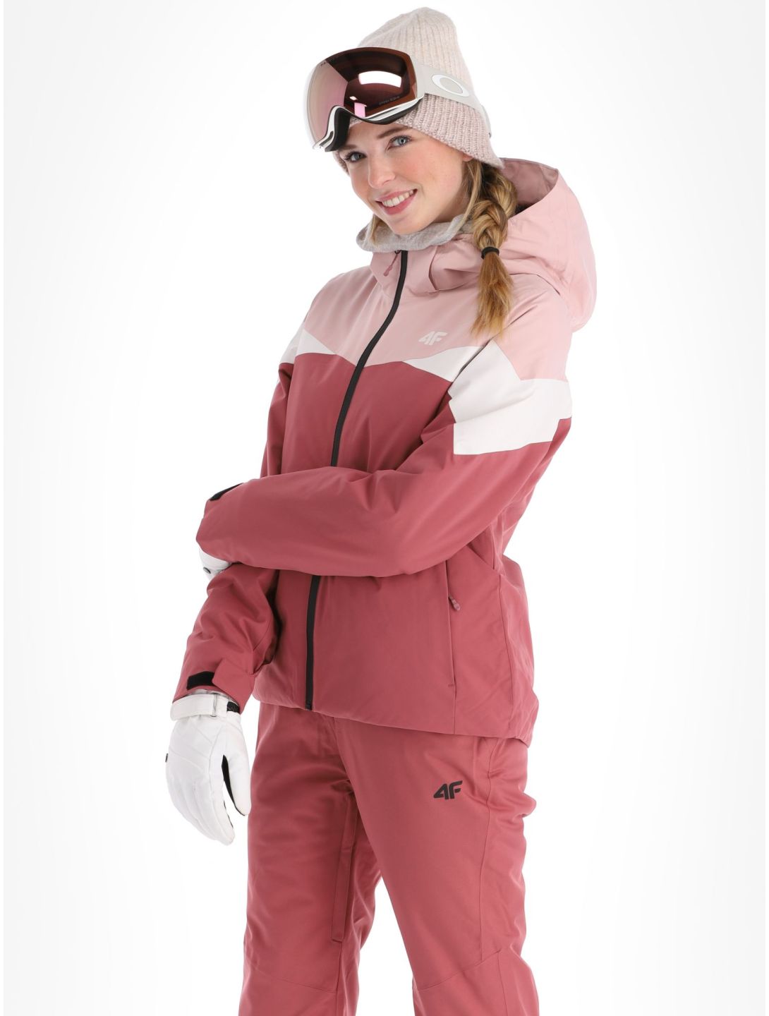 4F, Technical Jacket  F344 veste de ski femmes Dark Pink beige, rose 