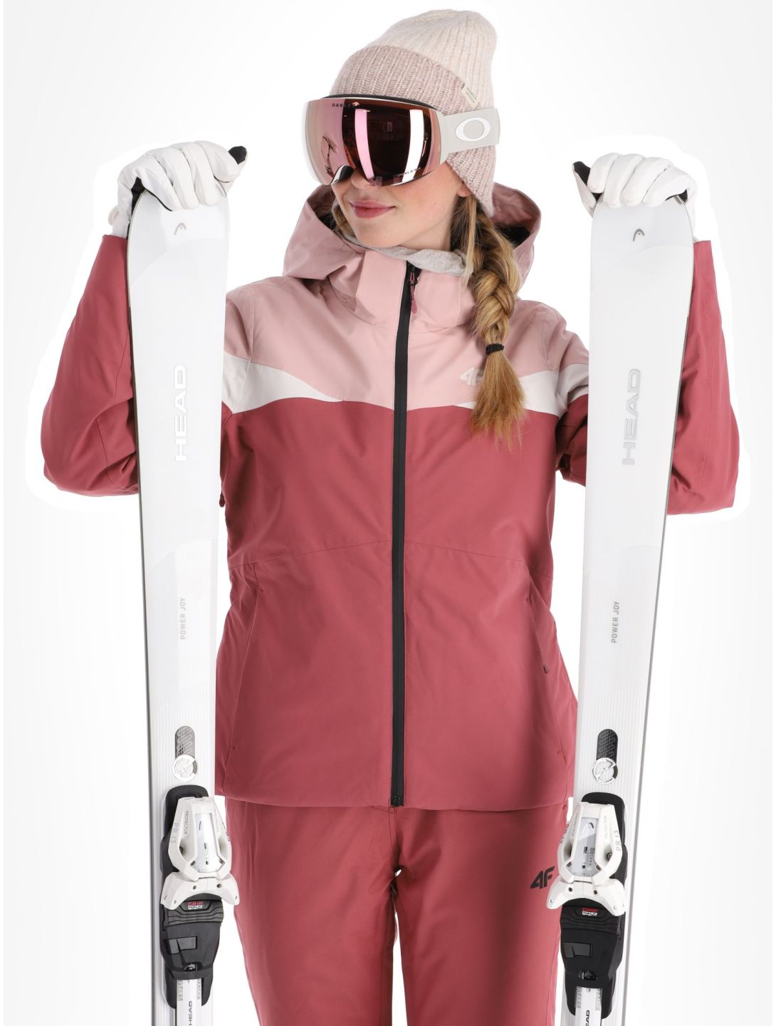 4F, Technical Jacket  F344 veste de ski femmes Dark Pink beige, rose 