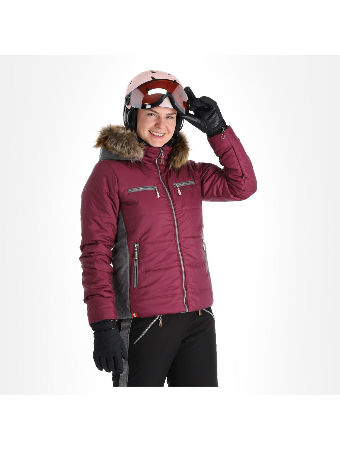 Almgwand, Stongerhohe veste de ski femmes Aubergine gris, violet 