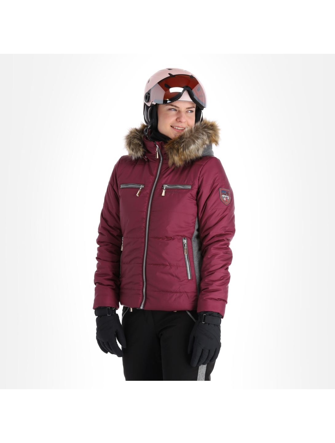 Almgwand, Stongerhohe veste de ski femmes Aubergine gris, violet 