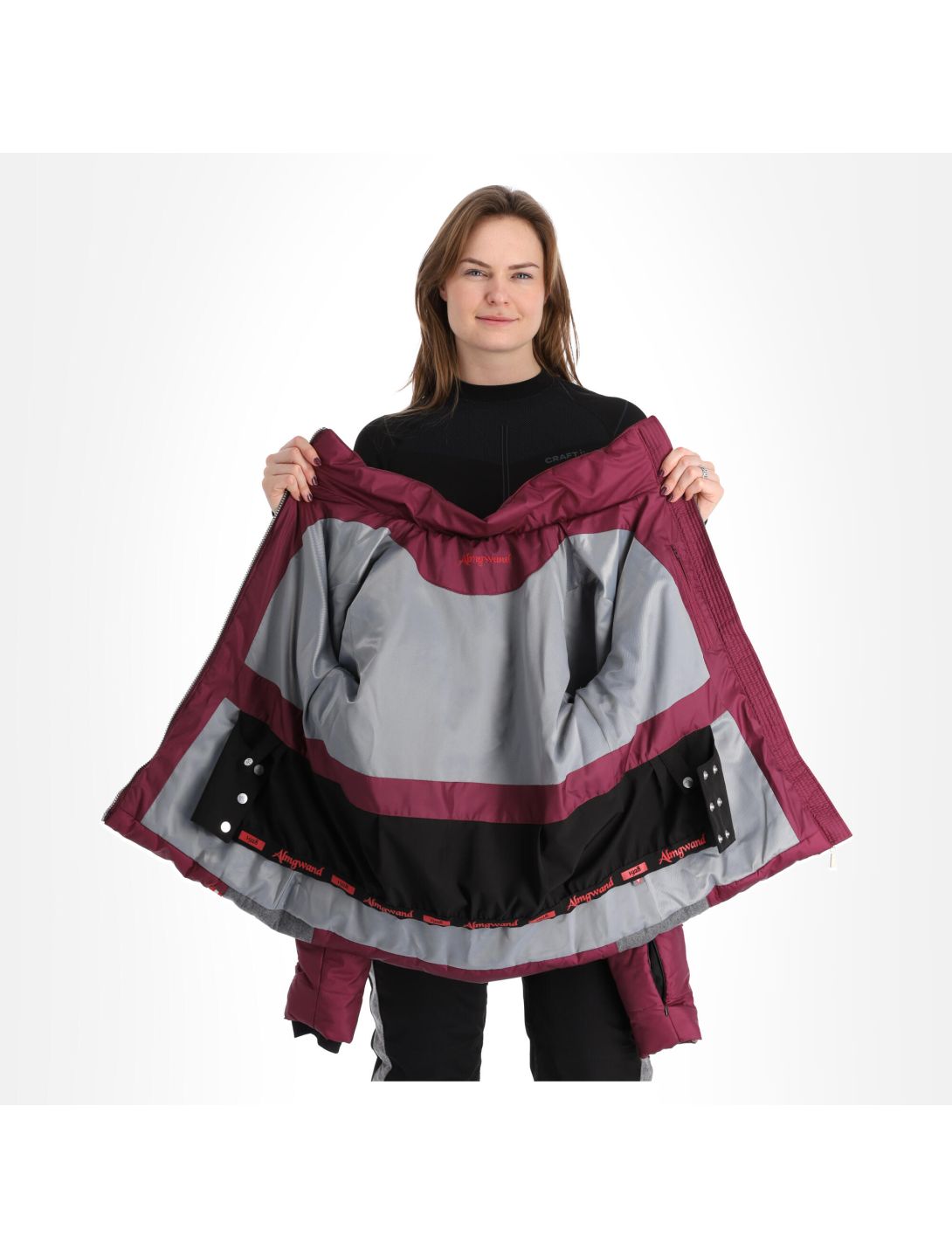 Almgwand, Stongerhohe veste de ski femmes Aubergine gris, violet 