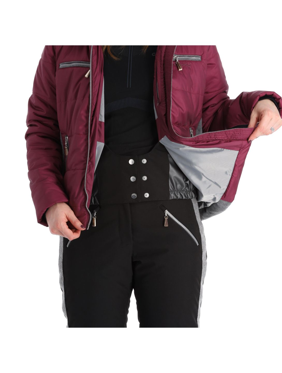 Almgwand, Stongerhohe veste de ski femmes Aubergine gris, violet 