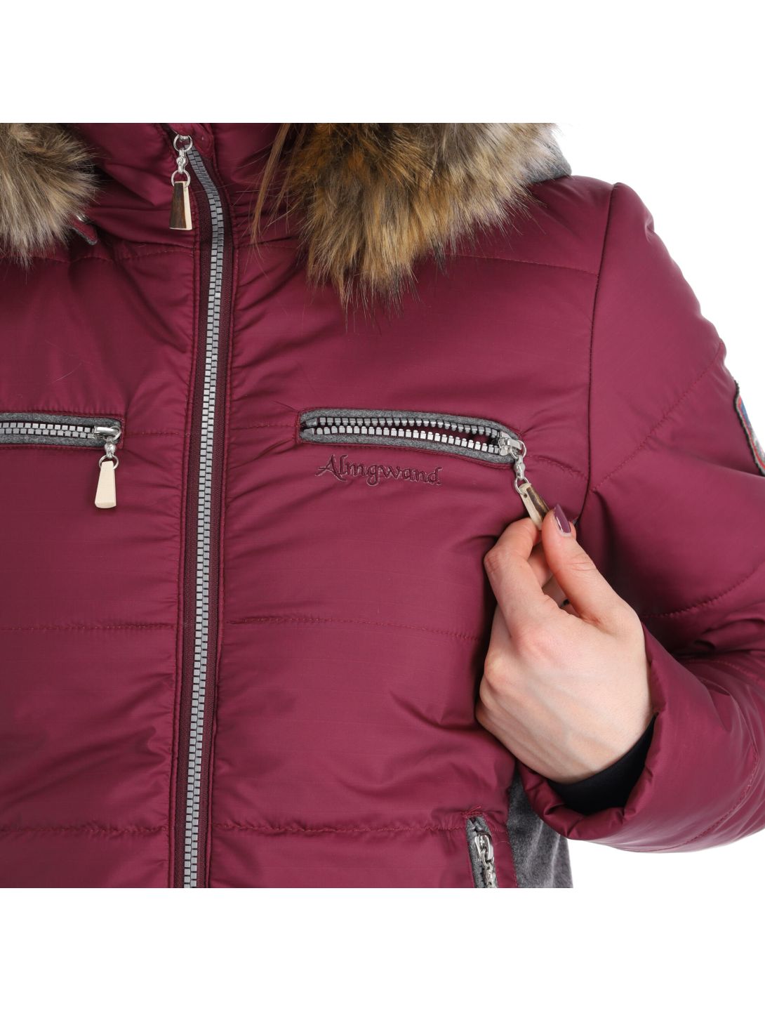 Almgwand, Stongerhohe veste de ski femmes Aubergine gris, violet 