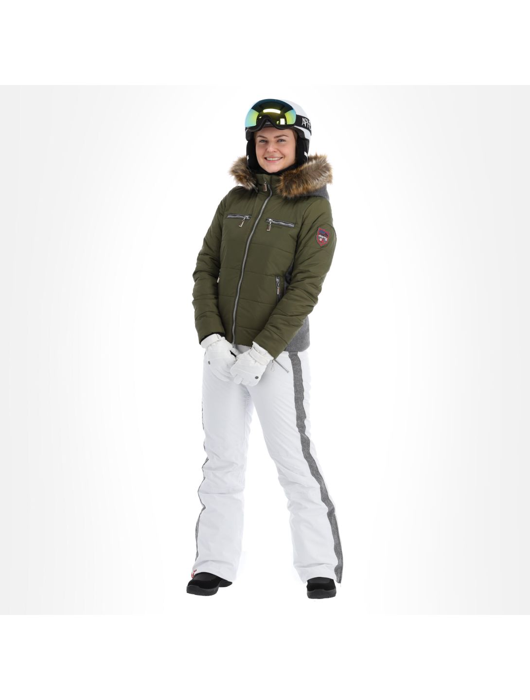 Almgwand, Stongerhohe veste de ski femmes olive gris, vert 