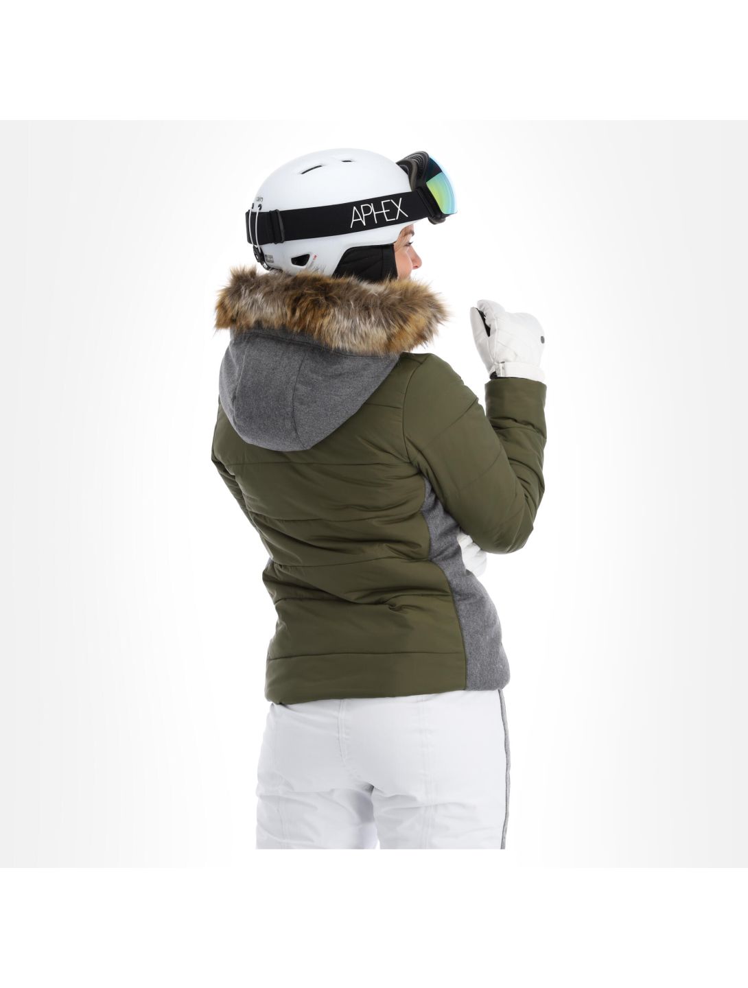 Almgwand, Stongerhohe veste de ski femmes olive gris, vert 