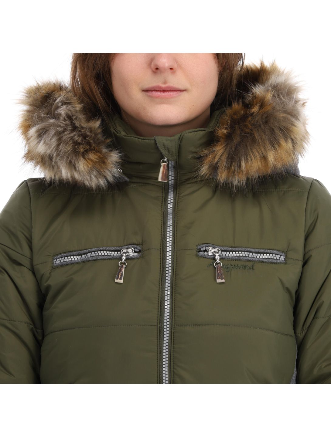 Almgwand, Stongerhohe veste de ski femmes olive gris, vert 