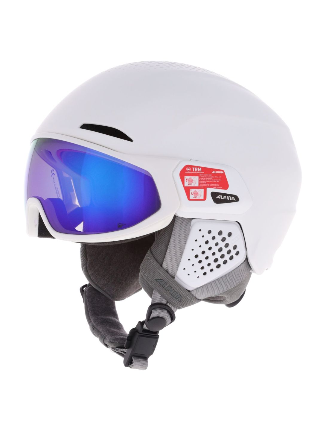 Alpina, Alto Q-Lite casque de ski avec visière unisexe White Matt (Blue Revo Mirror) blanc 