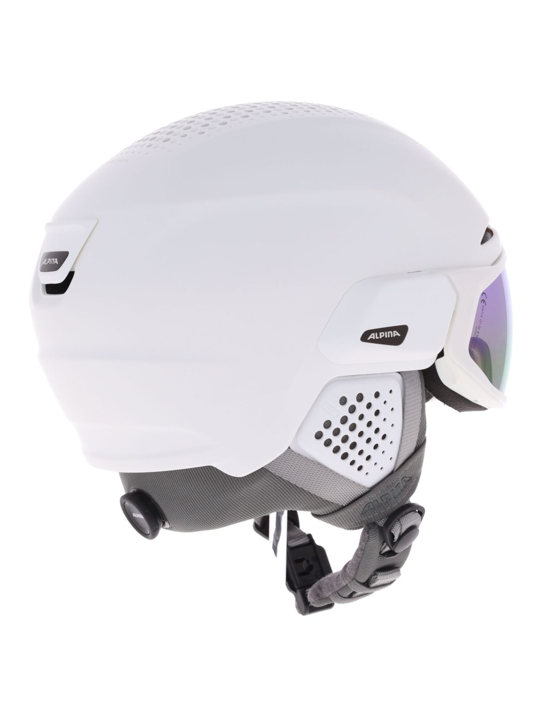 Alpina, Alto Q-Lite casque de ski avec visière unisexe White Matt (Blue Revo Mirror) blanc 