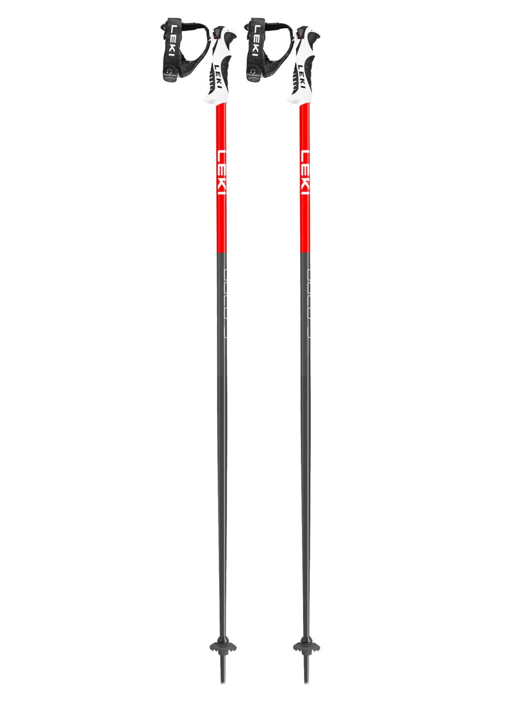 Leki, Bold S Bâtons de ski unisexe Dark Anthracite / Bright Red / White blanc, gris, rouge 