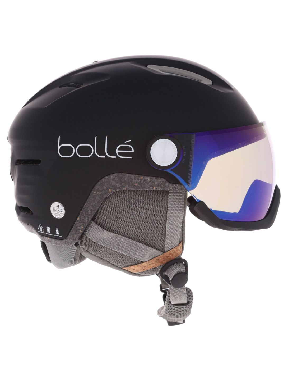 Bollé, Eco V-Atmos casque de ski avec visière unisexe Black Matte - Photochromic Blue noir 