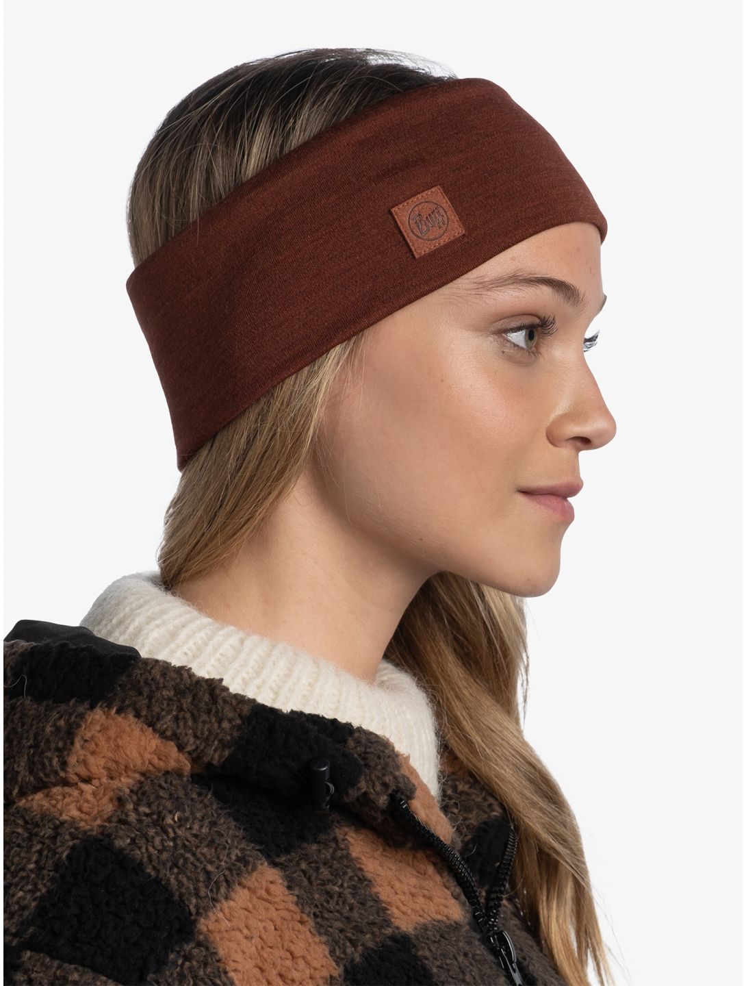 Buff, Merino Wide Headband bandeau unisexe Solid Sienna brun 