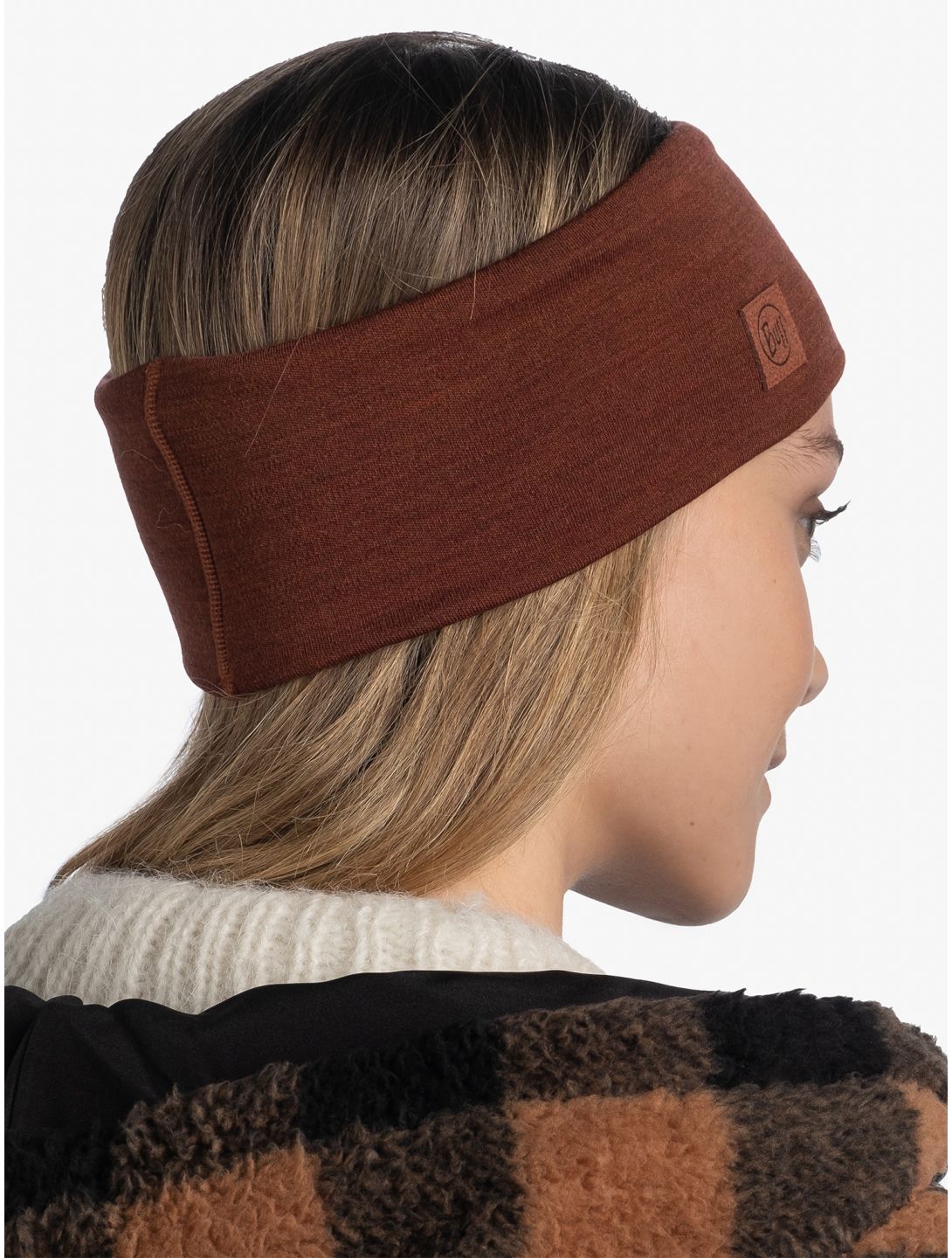 Buff, Merino Wide Headband bandeau unisexe Solid Sienna brun 