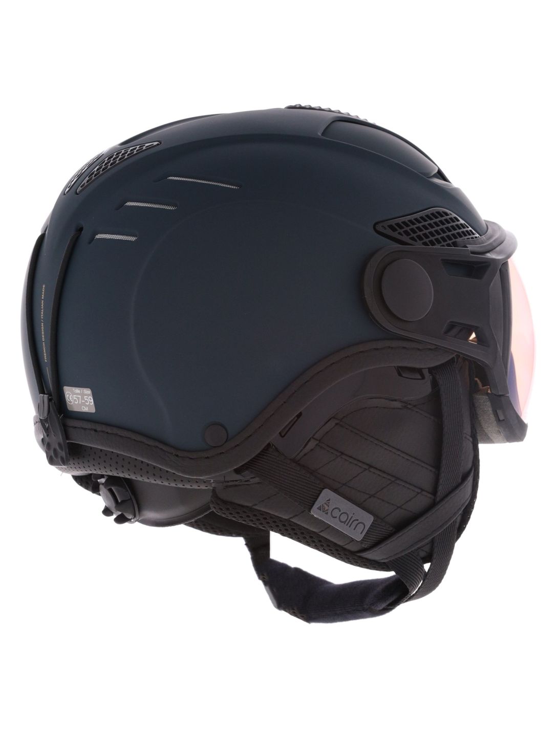 Cairn, Helios Leather Evolight NXT casque de ski avec visière unisexe Blue Graphite bleu 