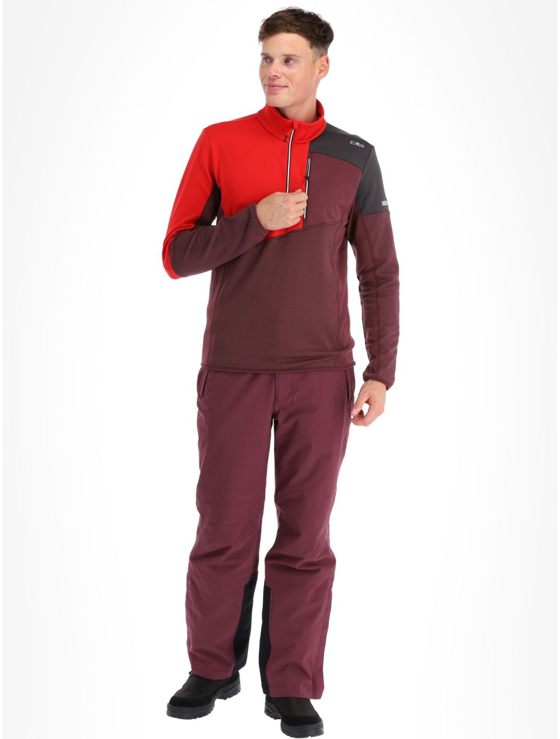 CMP, 33E1077 pull de ski hommes Burgundy bordeaux, orange, violet 