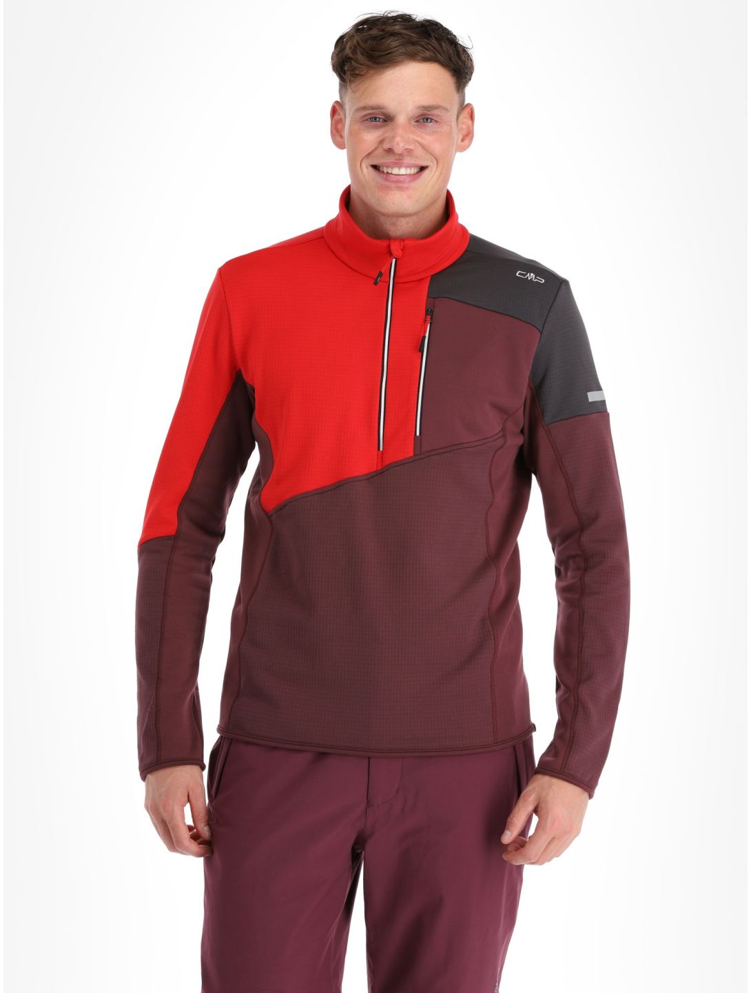 CMP, 33E1077 pull de ski hommes Burgundy bordeaux, orange, violet 