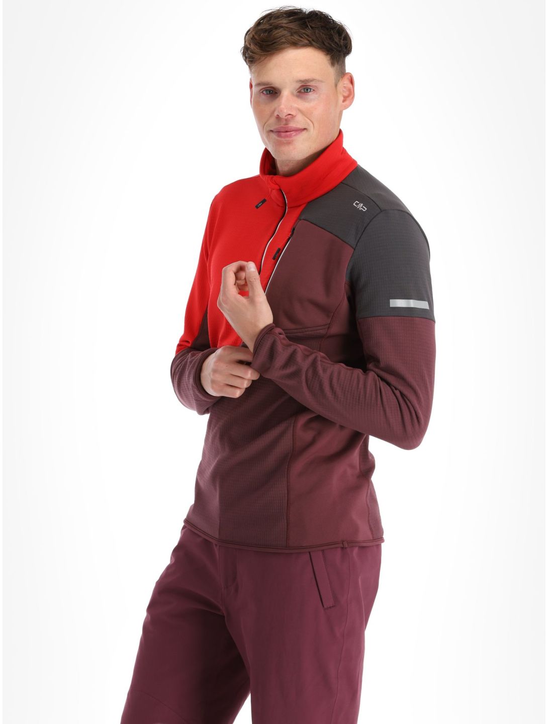 CMP, 33E1077 pull de ski hommes Burgundy bordeaux, orange, violet 