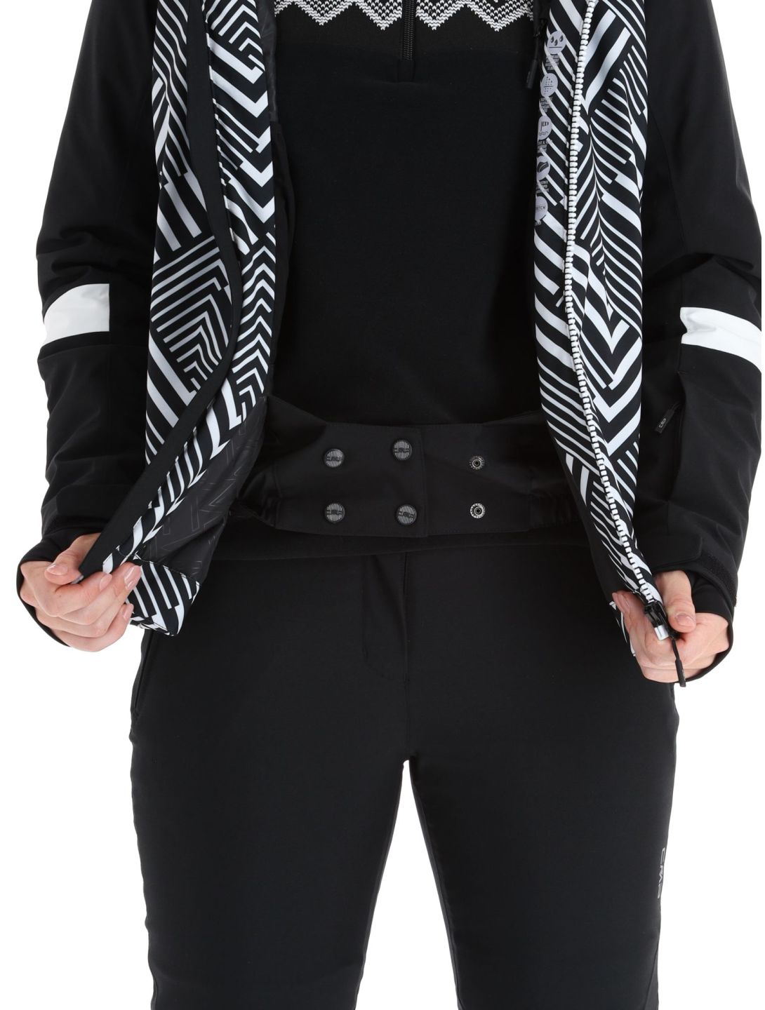 CMP, 33W0686 veste de ski femmes Black White blanc, noir 