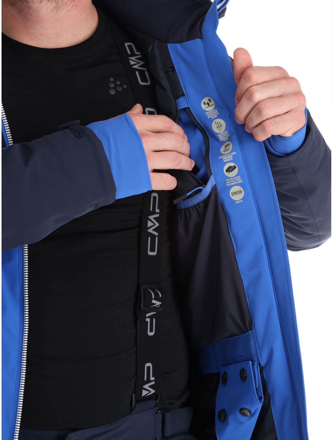 CMP, 33W0747 veste de ski hommes Royal bleu, noir 