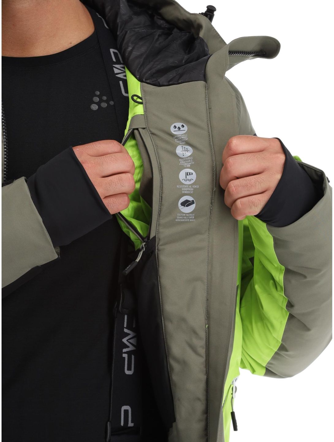 CMP, 33W0827 veste de ski hommes Kaki vert 