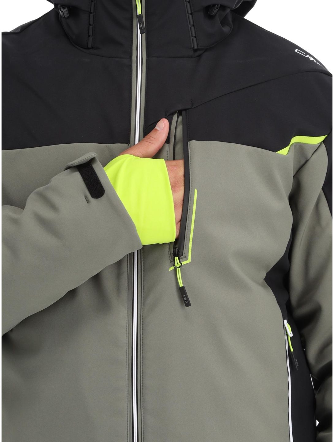 CMP, 33W0897 veste de ski softshell hommes Kaki vert 