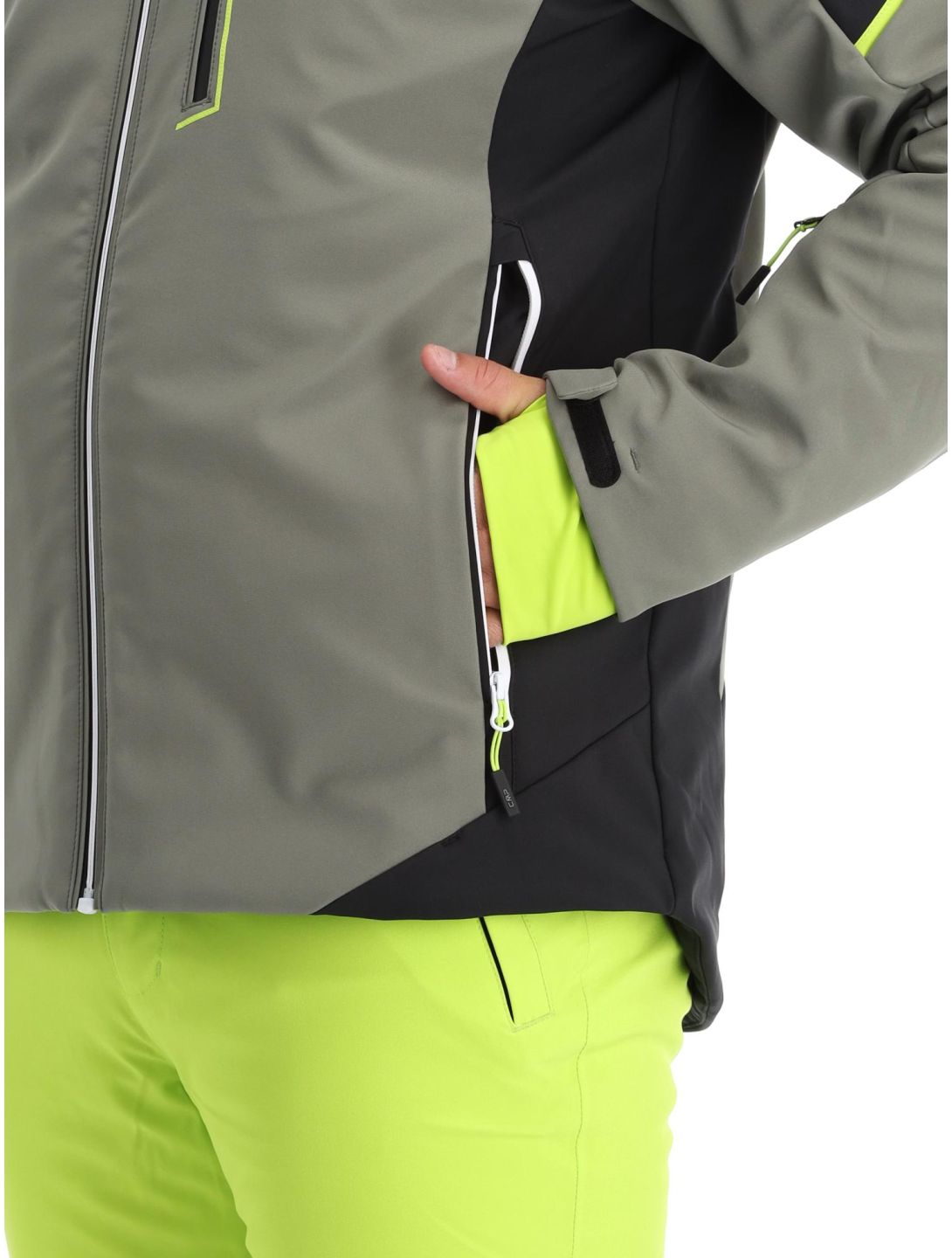 CMP, 33W0897 veste de ski softshell hommes Kaki vert 