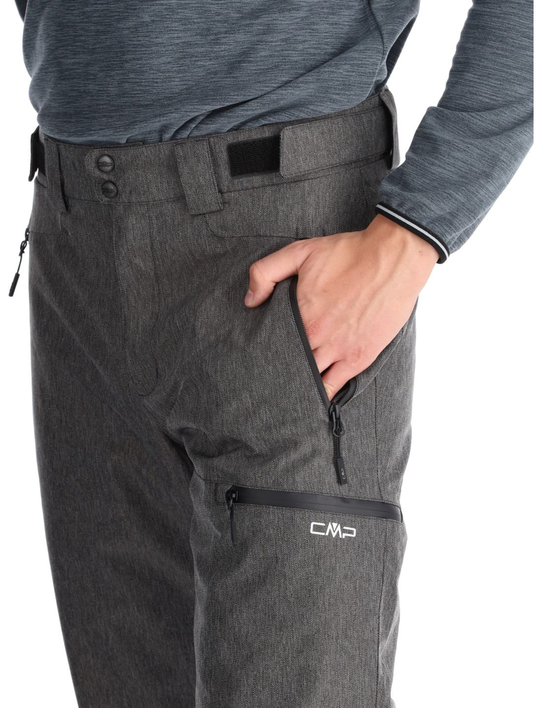 CMP, 34W4387 pantalon de ski hommes Black Melange gris 