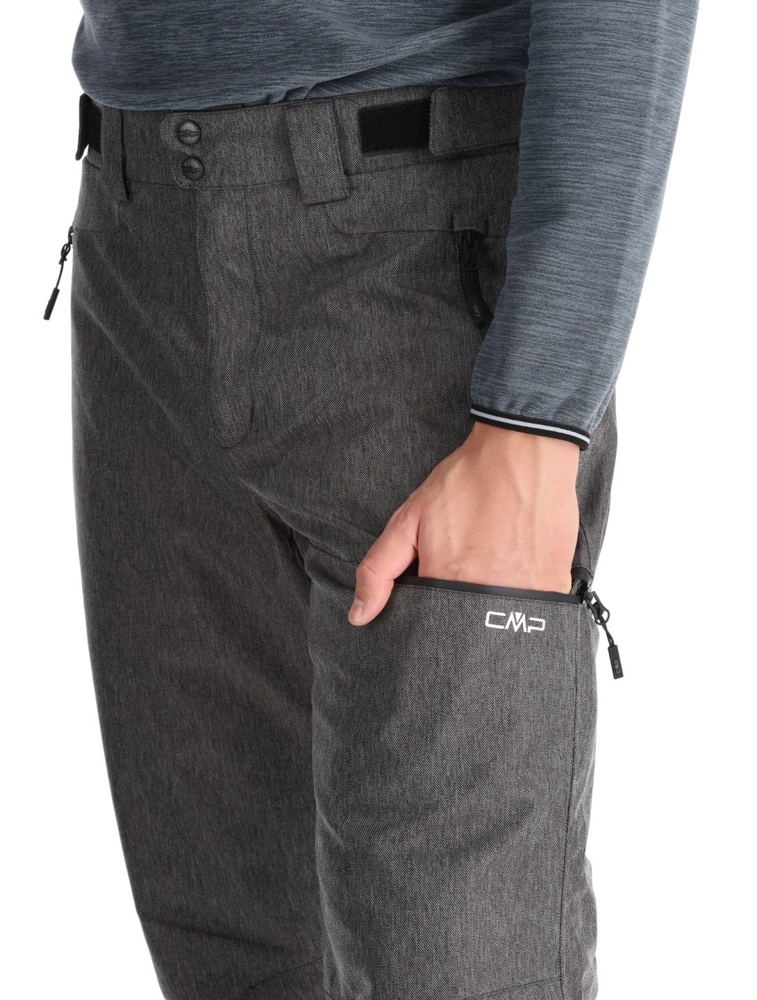 CMP, 34W4387 pantalon de ski hommes Black Melange gris 