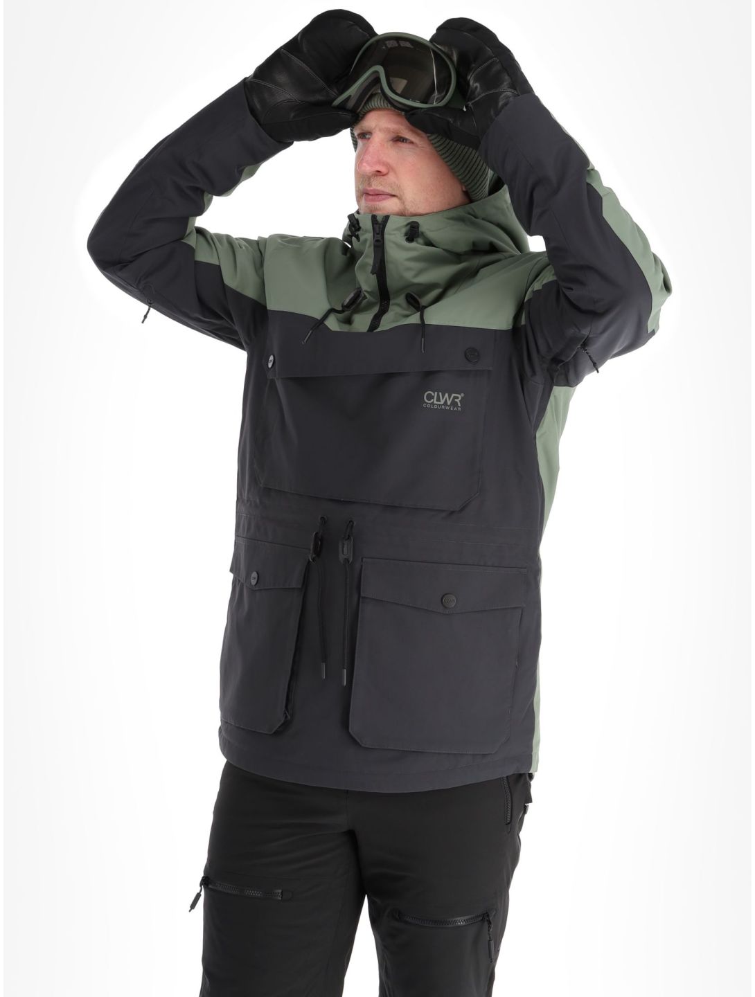 ColourWear, M Essential anorak d'hiver hommes Grey Green noir, vert 