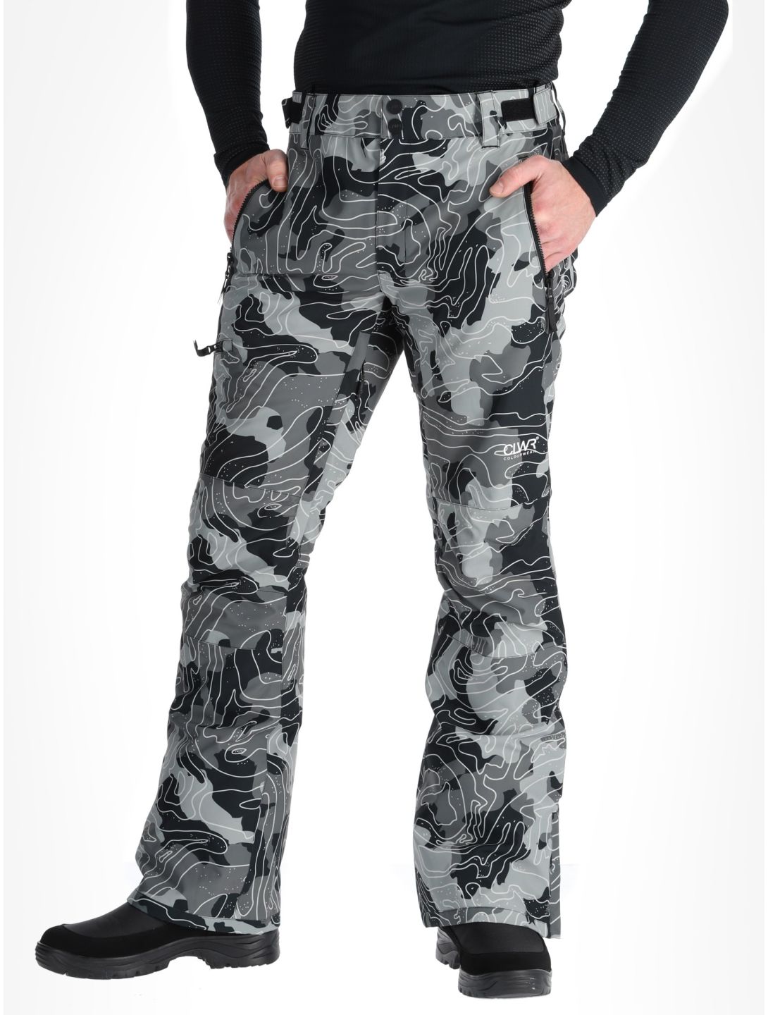 ColourWear, M Sharp pantalon de ski hommes Black Map gris, noir 