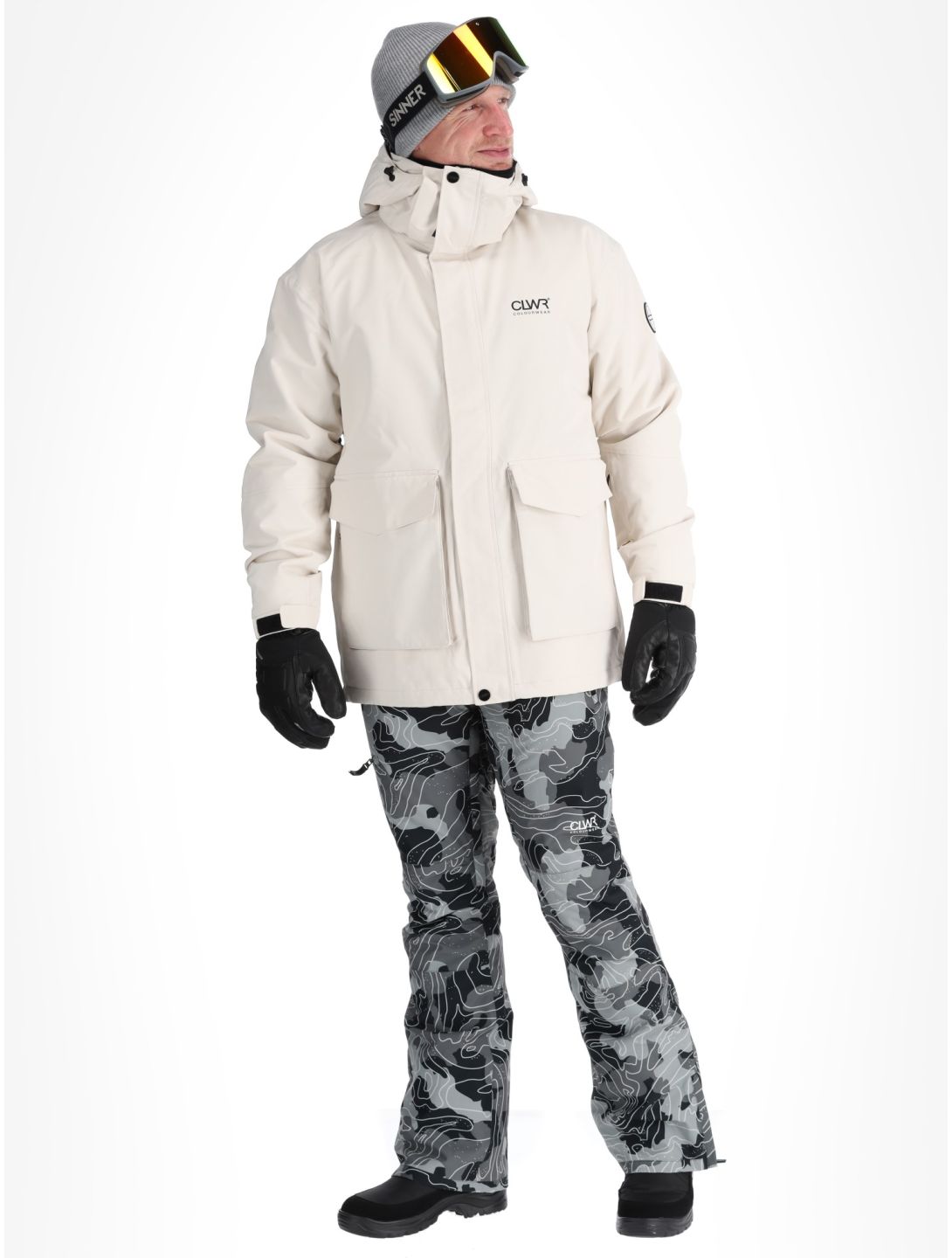 ColourWear, U Mountain Cargo veste de ski unisexe Off-White blanc 