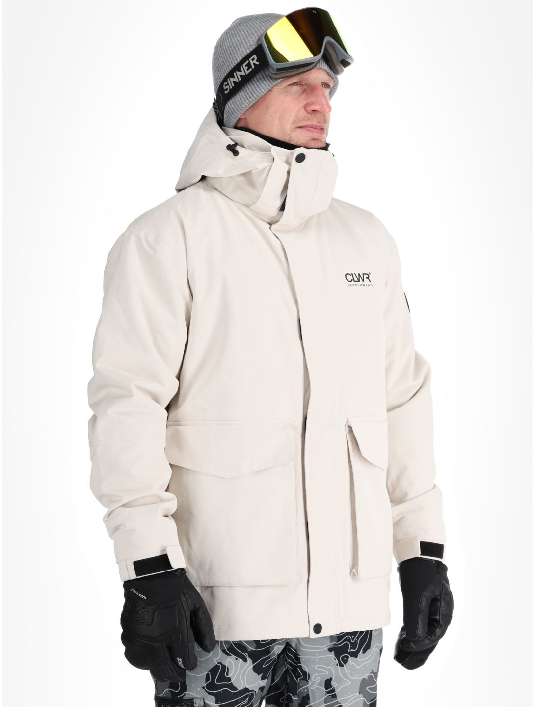 ColourWear, U Mountain Cargo veste de ski unisexe Off-White blanc 