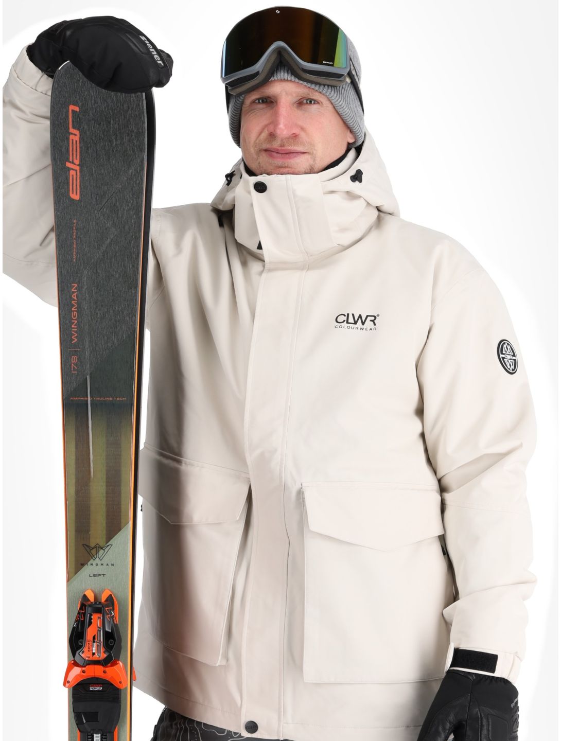 ColourWear, U Mountain Cargo veste de ski unisexe Off-White blanc 