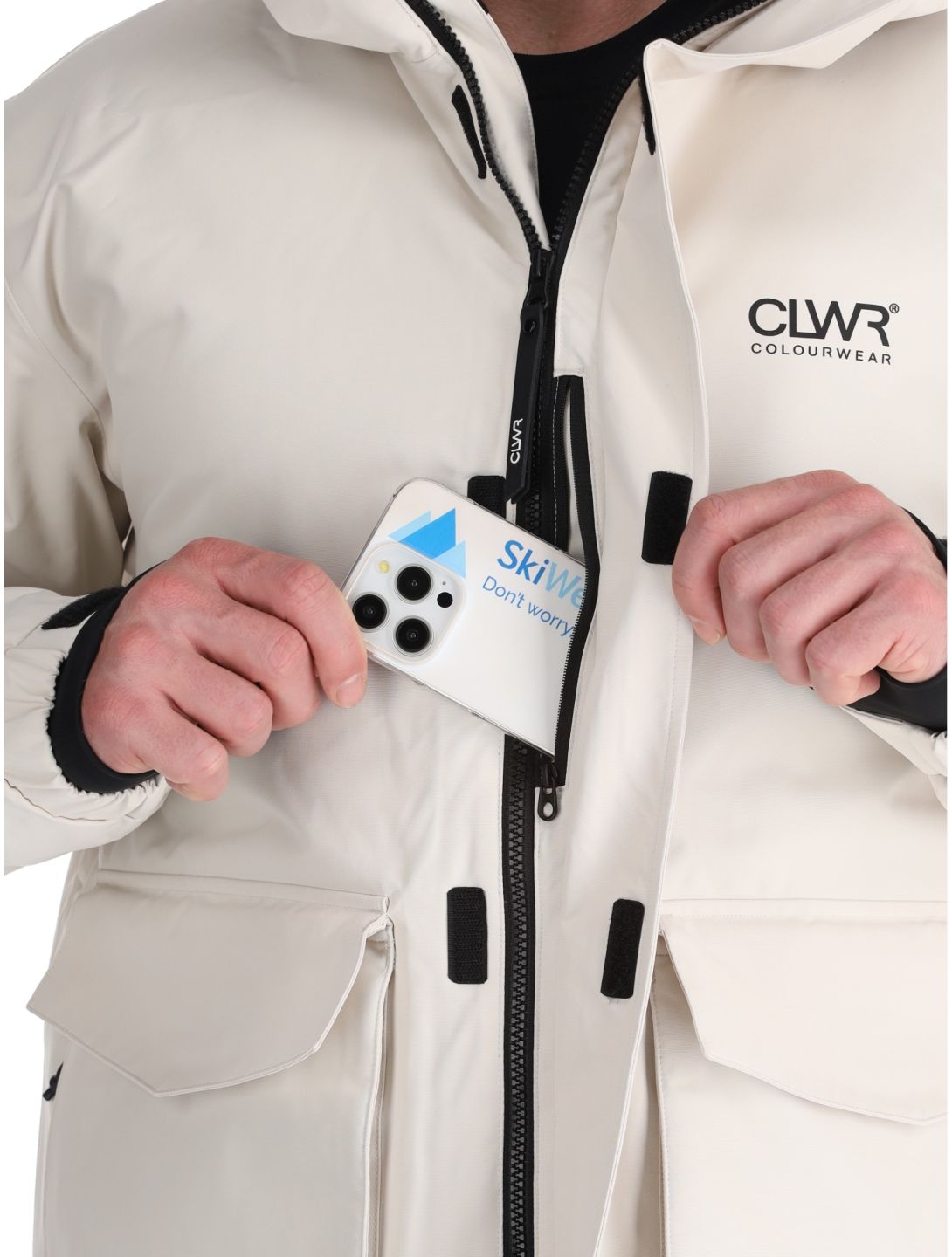 ColourWear, U Mountain Cargo veste de ski unisexe Off-White blanc 